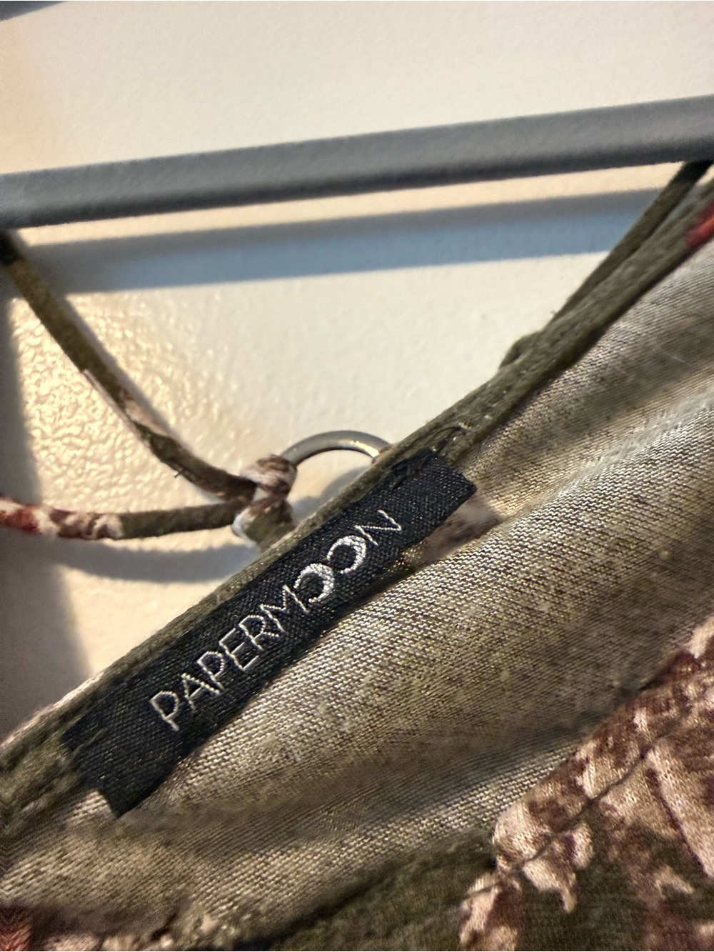 Papermoon Olive Green Floral Tank with Burgundy Rose Print - Picture 3 of 3